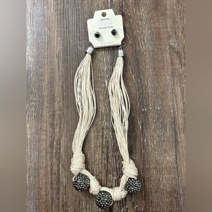 Mia Collection Chunky Beaded Necklace and Black Studded Earrings Fashion Jewelry